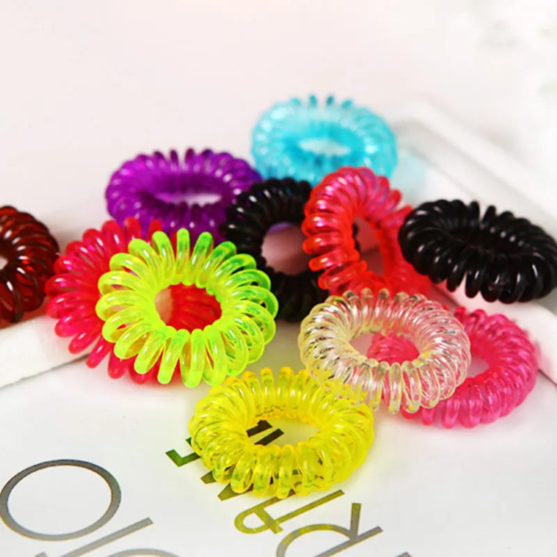 10pcs/Lot New 2cm Small Telephone Line Hair Ropes Girls Colorful Elastic Hair