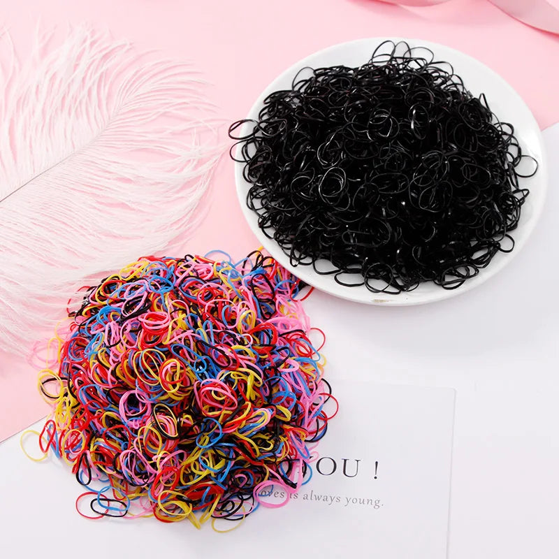 500/1000pcs/Set Girls Disposable TPU Rubber Bands Ponytail Holder Elastic Hair