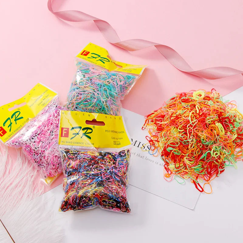 500/1000pcs/Set Girls Disposable TPU Rubber Bands Ponytail Holder Elastic Hair