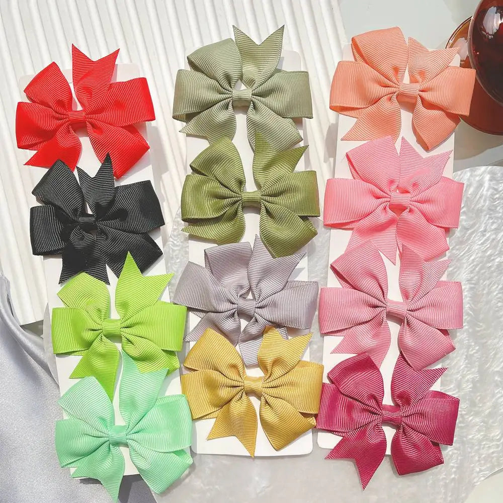 1 Pcs Colors Solid Grosgrain Ribbon Bows Clips Hairpin Girl's Hair Bows Boutique