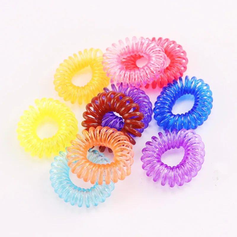 10pcs/Lot New 2cm Small Telephone Line Hair Ropes Girls Colorful Elastic Hair