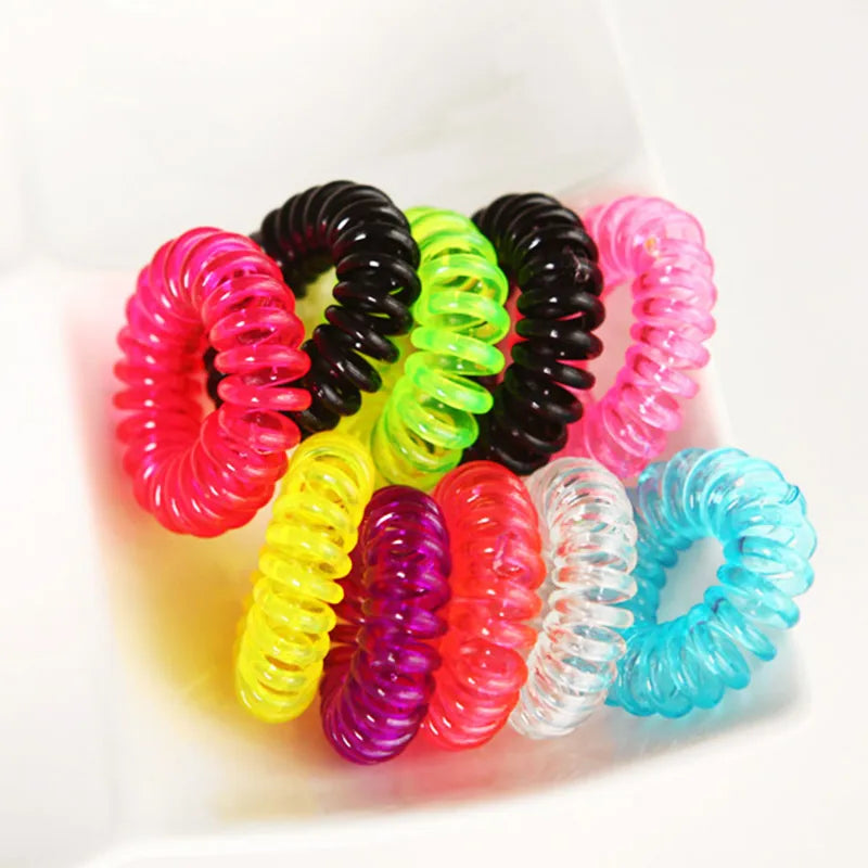 10pcs/Lot New 2cm Small Telephone Line Hair Ropes Girls Colorful Elastic Hair