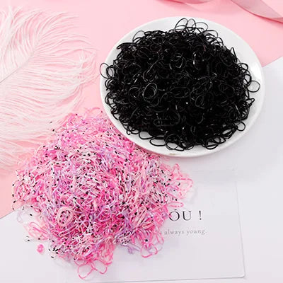 500/1000pcs/Set Girls Disposable TPU Rubber Bands Ponytail Holder Elastic Hair