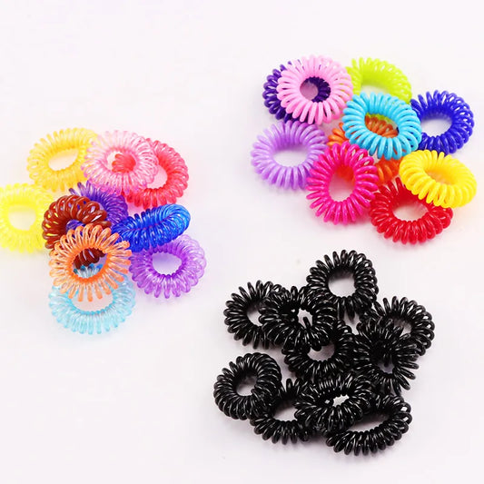 10pcs/Lot New 2cm Small Telephone Line Hair Ropes Girls Colorful Elastic Hair