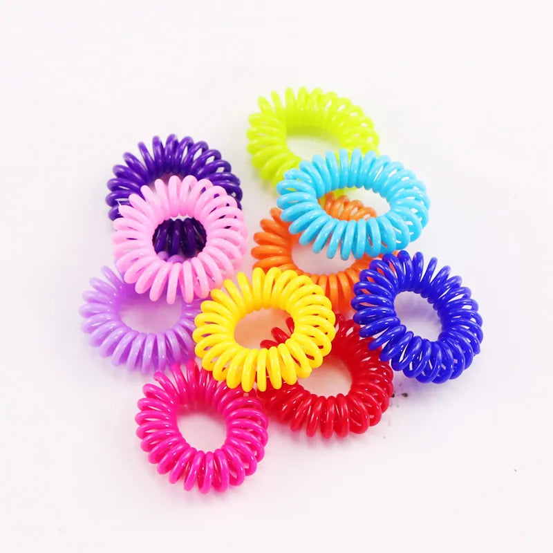 10pcs/Lot New 2cm Small Telephone Line Hair Ropes Girls Colorful Elastic Hair