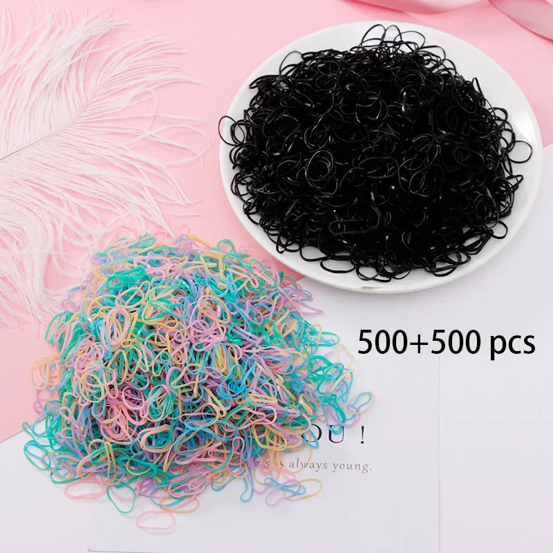 500/1000pcs/Set Girls Disposable TPU Rubber Bands Ponytail Holder Elastic Hair