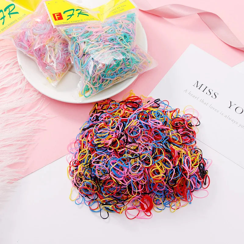 500/1000pcs/Set Girls Disposable TPU Rubber Bands Ponytail Holder Elastic Hair