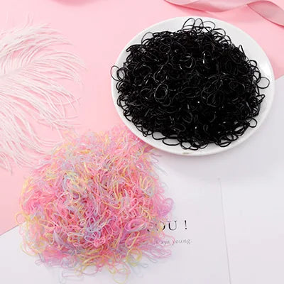 500/1000pcs/Set Girls Disposable TPU Rubber Bands Ponytail Holder Elastic Hair